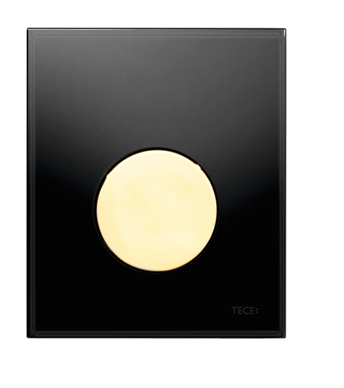 TECE-TECEloop-Urinal-Betaetigungsplatte-mit-Kartusche-Glas-schwarz-Taste-gold-9242658 gallery number 1